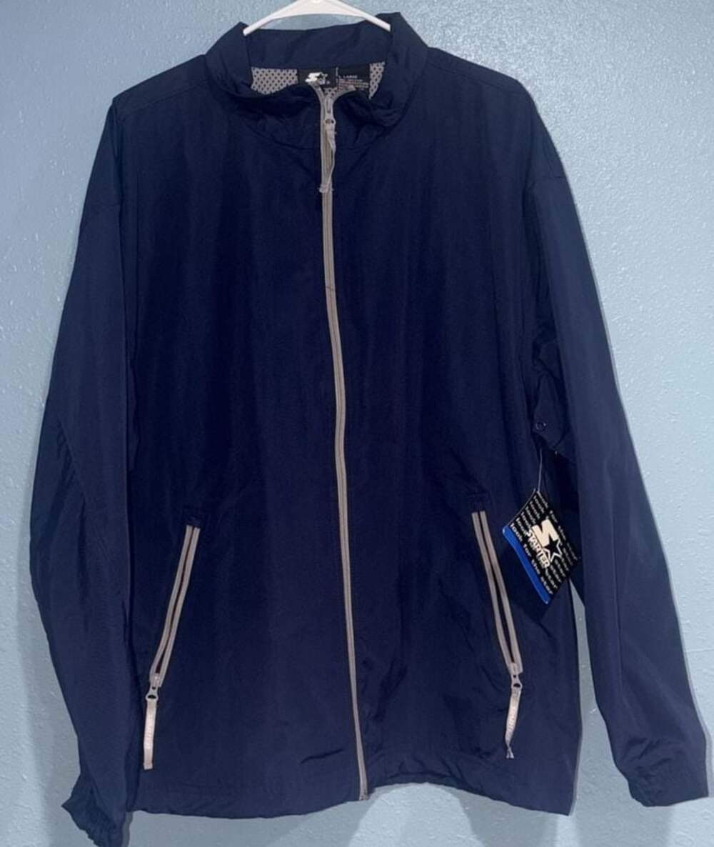 Starter Men's Lightweight Full Zip Windbreaker Jacket Navy Blue
